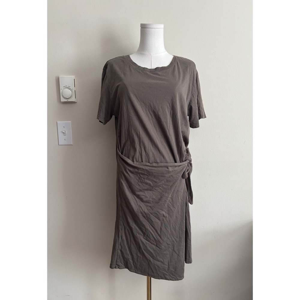 Rails T Shirt Dress Womens Large Stretchy Cotton Asymmetrical Waist Tie Brown
